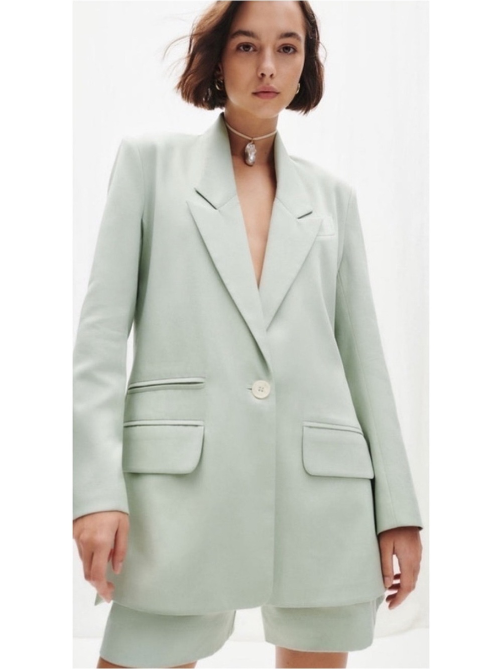 Shona Joy Sara Drop Lapel Side Slit Blazer in Melon US Size: 4